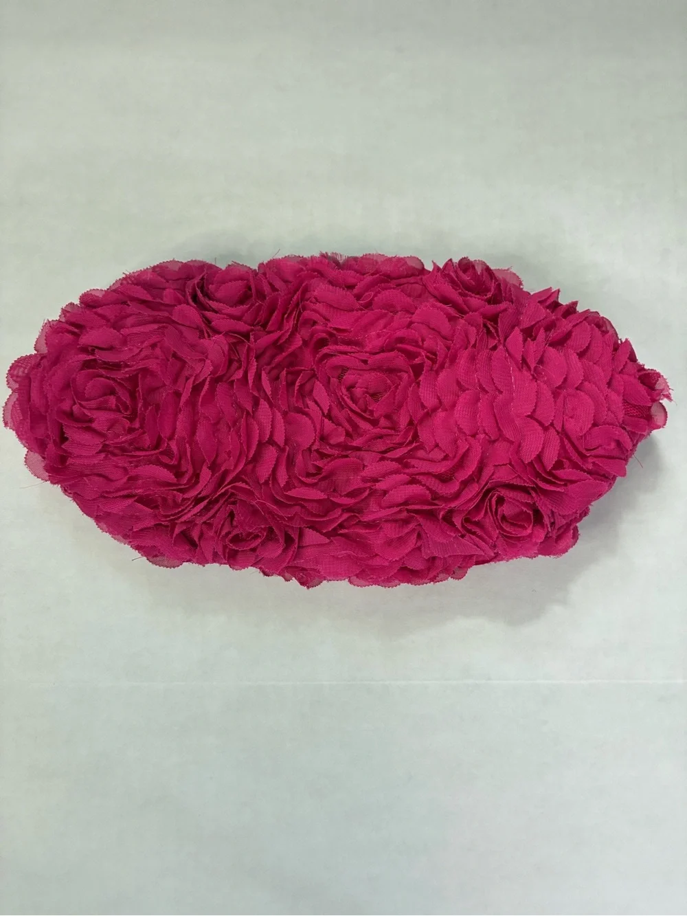Fuchsia Pink Floral Rosette Evening Clutch Bag Black Chain Strap Festive Chic